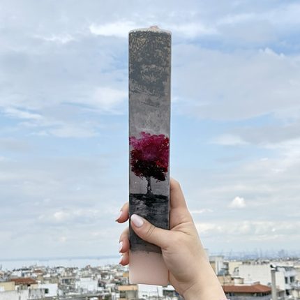 Πασχαλινή χειροποίητη λαμπάδα πλακέ με ζωγραφική