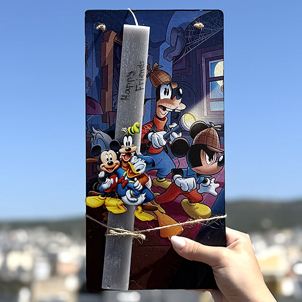 Λαμπάδα Πασχαλινή Χειροποίητη "Mickey Mouse, Donald Duck and Goofy"