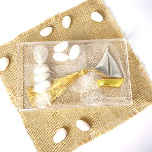 Μπομπονιέρα Plexiglass με Μεταλλικό Καράβι