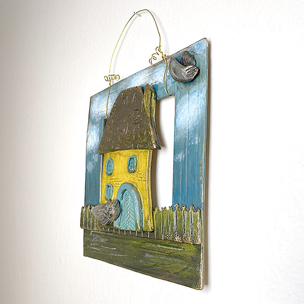 Χειροποίητο Διακοσμητικό Πήλινο Κάδρο με Σπίτι