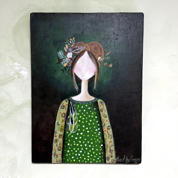 0559_xeiropoiito_diakosmitiko_doro_gift_pinakas_zografikis_art_painting_paidiko_koritsi_(1) Χειροποίητος Πίνακας Ζωγραφικής – Πράσινο Φόρεμα
