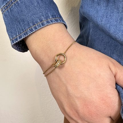 Βραχιόλι Από Ανοξείδωτο Ατσάλι, σε Χρυσή Απόχρωση, με Ζιργκόν