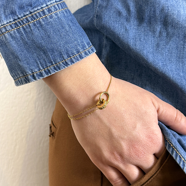 Βραχιόλι Από Ανοξείδωτο Ατσάλι, σε Χρυσή Απόχρωση, με Ζιργκόν