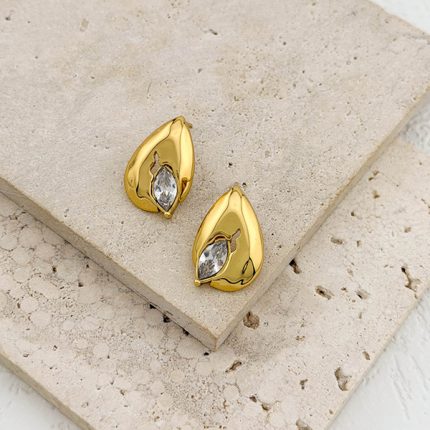 Σκουλαρίκια από Aνοξείδωτο Aτσάλι σε Xρυσή Aπόχρωση