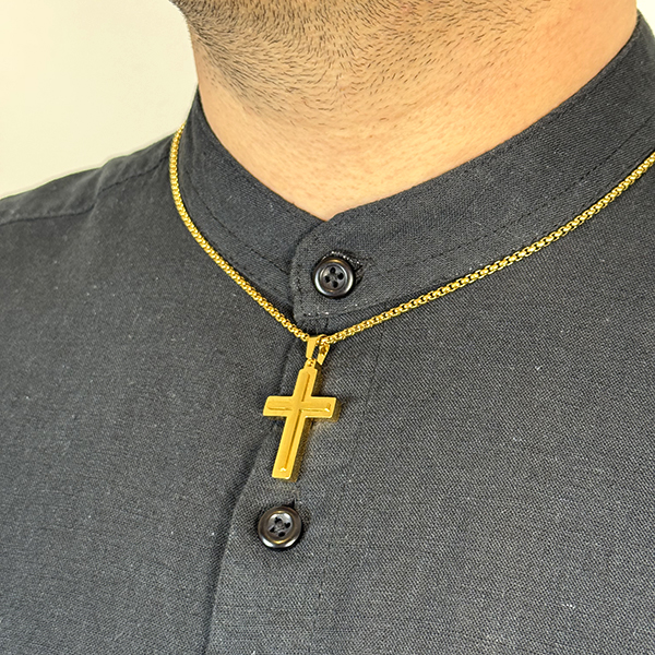 Ανδρικό Κολιέ από Ανοξείδωτο Ατσάλι, Σταυρός