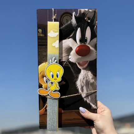 Λαμπάδα Πασχαλινή Χειροποίητη "Τομ και Τζέρι, Tweety''